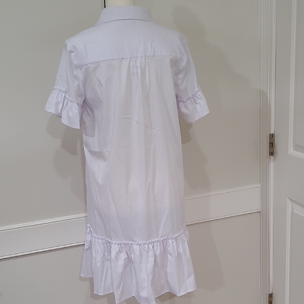 Sunnow White Ruffle Button-Front Shift Dress - Picture 7 of 7